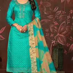 MANVAA Embellished Unstitched Dress Material image 5