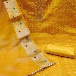 KALINI Polka Dots Woven Design Unstitched Dress Material image 3