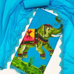 KALINI Graphic Printed Unstitched Dress Material image 4