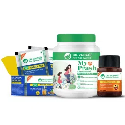 Dr. Vaidya's new age ayurveda Immunity Combo - 30 Chyawan Tablets; 30 Kadha Sips Sachets; 500 grams of MyPrash for Daily Health-image-29