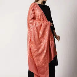 SWI Stylish Paisley Embroidered Aari Work Shawl image 4