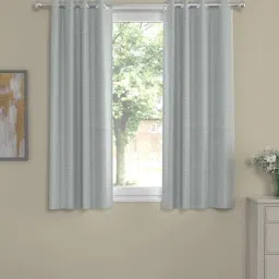 Light Grey Solid Polyester 5 Ft Semisheer Eyelet Window Curtains (Set of 2) by ROSARAHOME-picture-11