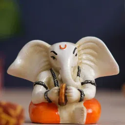 ecraftindia Lord Ganesha White Polyresin Idol-picture-26