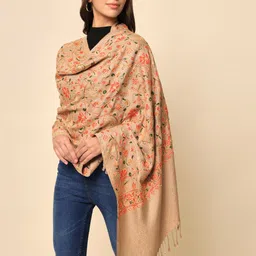 HERE&NOW Women Beige Embroidered Shawl image 4