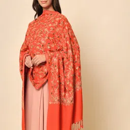 HERE&NOW Women Red Embroidered Shawl image 4