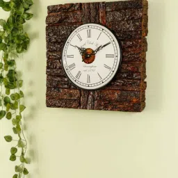 disoo fashions Tree Bark Wooden Roman Dial Analog Wall Clock image 2