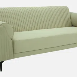 casacraft from pepperfry Zyra Waterproof Velvet 3 Seater Sofa In Cream Colour image 3