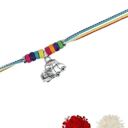 Asthetika Boys Car Hanging Charm Thread Rakhi with Roli Chawal image 3