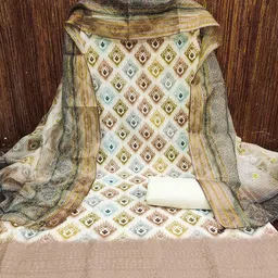 MANVAA Floral Embellished Sequinned Unstitched Dress Material image 4