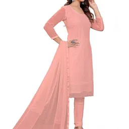 MANVAA Embroidered Silk Georgette Unstitched Dress Material image 4