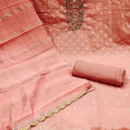 KALINI Woven Design Beads and Stones Unstitched Dress Material image 3