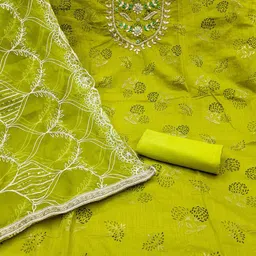 KALINI Ethnic Motifs Embroidered Beads and Stones Unstitched Dress Material image 2