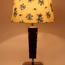 foziq Brown & White Pinted Wood Table Lamp image 2