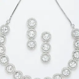 ZENEME Silver-Plated AD-Studded Jewellery Set image 4