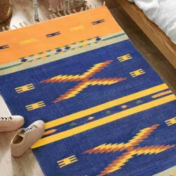 Blue Cotton Hand Woven 3 X 5 Feet Dhurrie-image-49