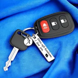 m men style Drive Safe Keychain 26 Letters Keychain Gifts for Boyfriend Couple Husband Dad Birthday Valentines Day Gifts image 3