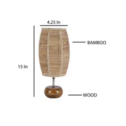 Modern Beige Bamboo Shade Table Lamp With Wood Base by New Era image 5
