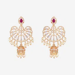 Kushal's Fashion Jewellery Gold-Plated Cubic Zirconia & Ruby Studded Jewellery Set image 3