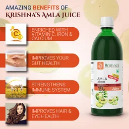 Krishna's Herbal & Ayurveda Cold Pressed Amla High Fiber Juice To Improve Gut Health - 1L image 3