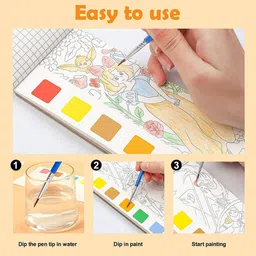 MUREN Kids Pack of 3 Pocket Watercolor Painting Book With Color & Brush image 5