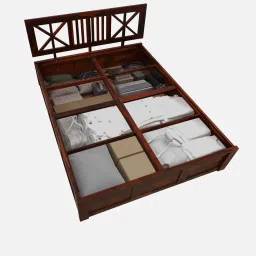 woodsworth from pepperfry Kenzo Sheesham Wood King Size Bed In Honey Oak Finish With Box Storage image 5