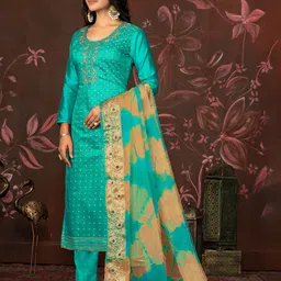 MANVAA Embellished Unstitched Dress Material image 2