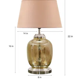 Mylo Beige Cottan Fabric Shade Night Lamp With Metal & Glass Base By Kapoor LampShades image 4