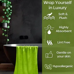Softspun Microfiber Green 340 GSM Anti-Bacterial Bath Towel image 3