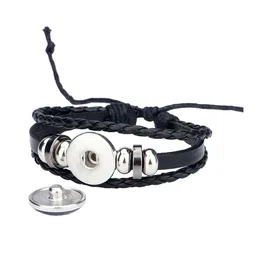 ZIVOM Men Leather Silver-Plated Multistrand Bracelet image 4