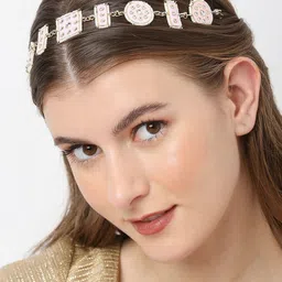 OOMPH Pink Kundan Studded Sheeshphool image 1