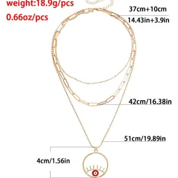 DESTINY JEWELS Gold Plated Evil Eye Multi-Layered Pendant Necklace image 3
