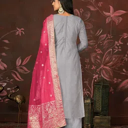 MANVAA Embellished Organza Unstitched Dress Material image 3