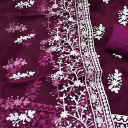 SHADOW & SAINING Floral Embroidered Unstitched Dress Material image 5