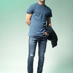 Flying Machine Men Blue Michael Slim Tapered Fit Heavy Fade Stretchable Jeans image 3