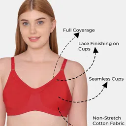 Souminie Pack Of 3 Full Coverage Non Padded Cotton Minimizer Bra With All Day Comfort image 4