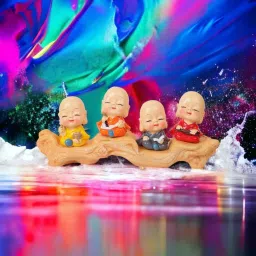 chocozone Set of 4 Mesmerizing Buddha Monks On a Tree Buddha Showpiece image 4