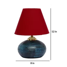 Maroon Shade Table Lamp With Terracotta Base By Foziq image 5