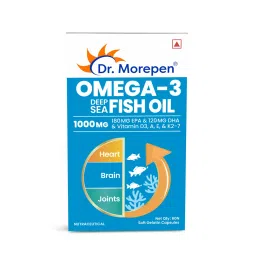 DR. Morepen Omega 3 Deep Sea Fish oil 1000mg | 60 softgels | Omega DHA Vitamin A D3 E & K27 | Heart | Brain | Joints-picture-21