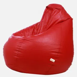 sattva Classic XXL Leatherette Bean Bag with Beans in Red Colour image 4