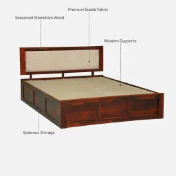 woodsworth from pepperfry Narvik Sheesham Wood King Size Bed In Honey Oak Finish With Box Storage image 3