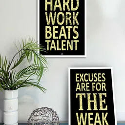 Art Street Set Of 2 Motivational Art Prints Hard Work Beats Talent Wall Art image 2