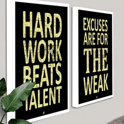 Art Street Set Of 2 Motivational Art Prints Hard Work Beats Talent Wall Art image 3