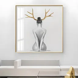 THE HANDMADE FLAIR White & Gold-Toned Portrait Figure Framed Painting Wall Art-picture-35