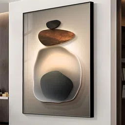 THE HANDMADE FLAIR Beige & Black Abstract Framed Painting Wall Art-picture-17