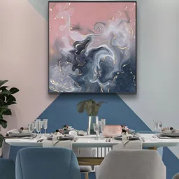 THE HANDMADE FLAIR Grey & White Modern Abstract Liquid Marble Wall Art-image-43