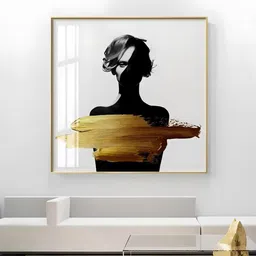 THE HANDMADE FLAIR Black & Beige Wood Framed Painting Wall Art-picture-34