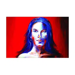 Inephos Red & Blue Canvas Beautiful Lady Painting Wall Art-image-75