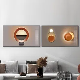 THE HANDMADE FLAIR Grey & Brown 2 Pieces Abstract Wooden Paintings Wall Art-picture-17
