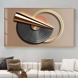 THE HANDMADE FLAIR Taupe & Metallic Modern Aesthetics Abstract Geometric Sun Moon Wall Art-image-55