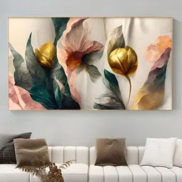THE HANDMADE FLAIR Cream-Coloured & Pink Floral Framed Painting Wall Art-picture-24